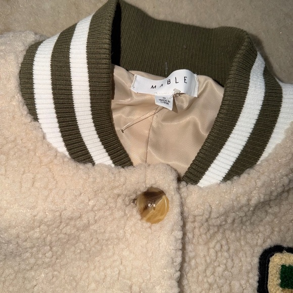MABLE PARKER FLUFFY SHEARED
VARSITY JACKET - TAUPE S NWOT WINTER CASUAL SPORTY - Picture 5 of 11